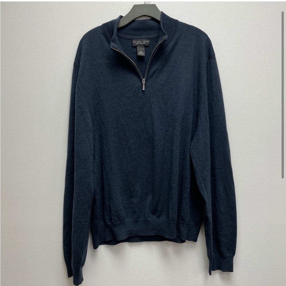 Bloomingdale’s The Men’s Store 100% Merino wool quarter zip long sleeve classic - Picture 2 of 9